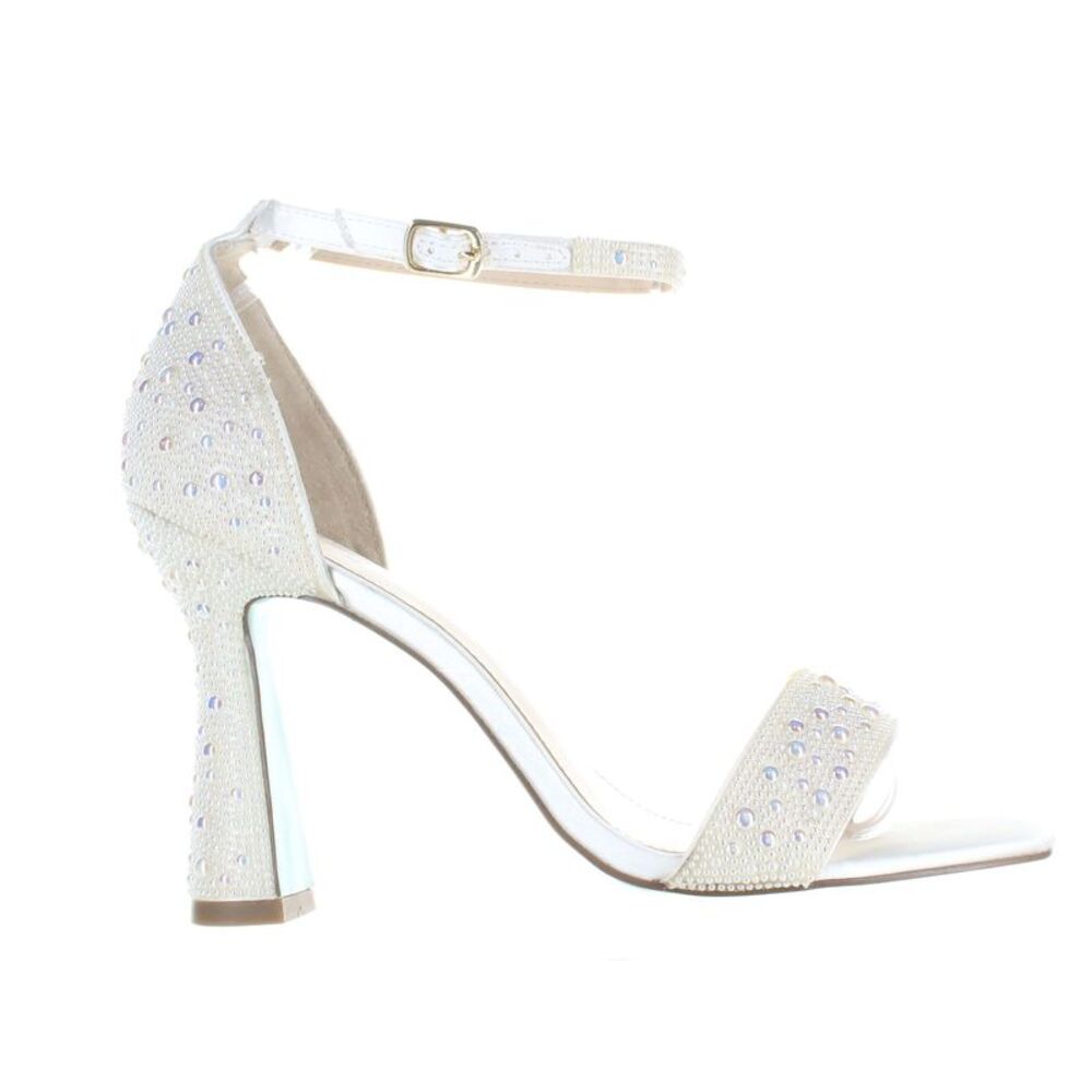 Betsey Johnson Womens Dani White Ankle Strap Heels Size 8.5 Medium (B, M)